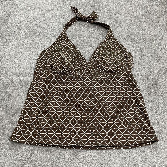 Lands' End Other - Lands' End Swimwear Tankini Womens 12 Brown Geometric Halter Padded Backless